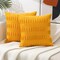 2 Pieces Fall Throw Pillow Cases, Striped Yellow Cushion Cases Velvet Pillow Covers for Farmhouse Home Decor, 16x16 Inch